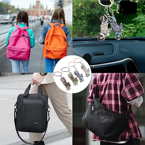 4 Pcs Metal Motorcycle Key Chain,Motorcycle Lovers 3D Motorcycle Keychain